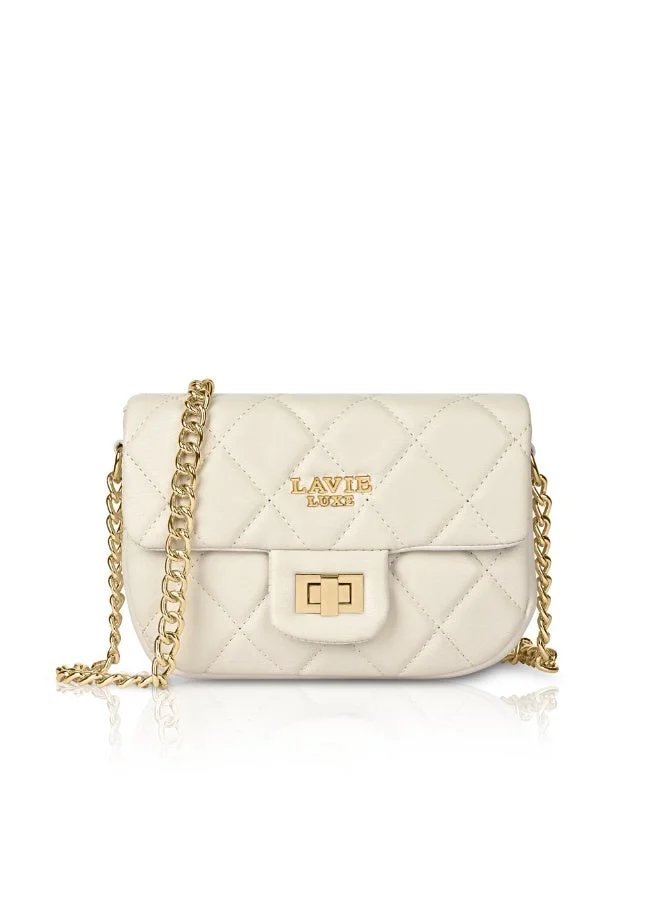 لافي حقيبة نسائية فاخرة شان  جلدية أبيض مطفي